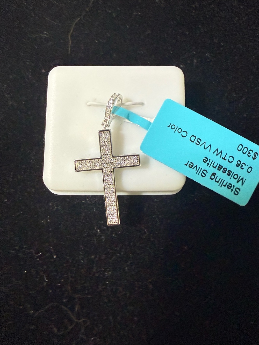 New Sterling Silver Moissanite Cross Necklace